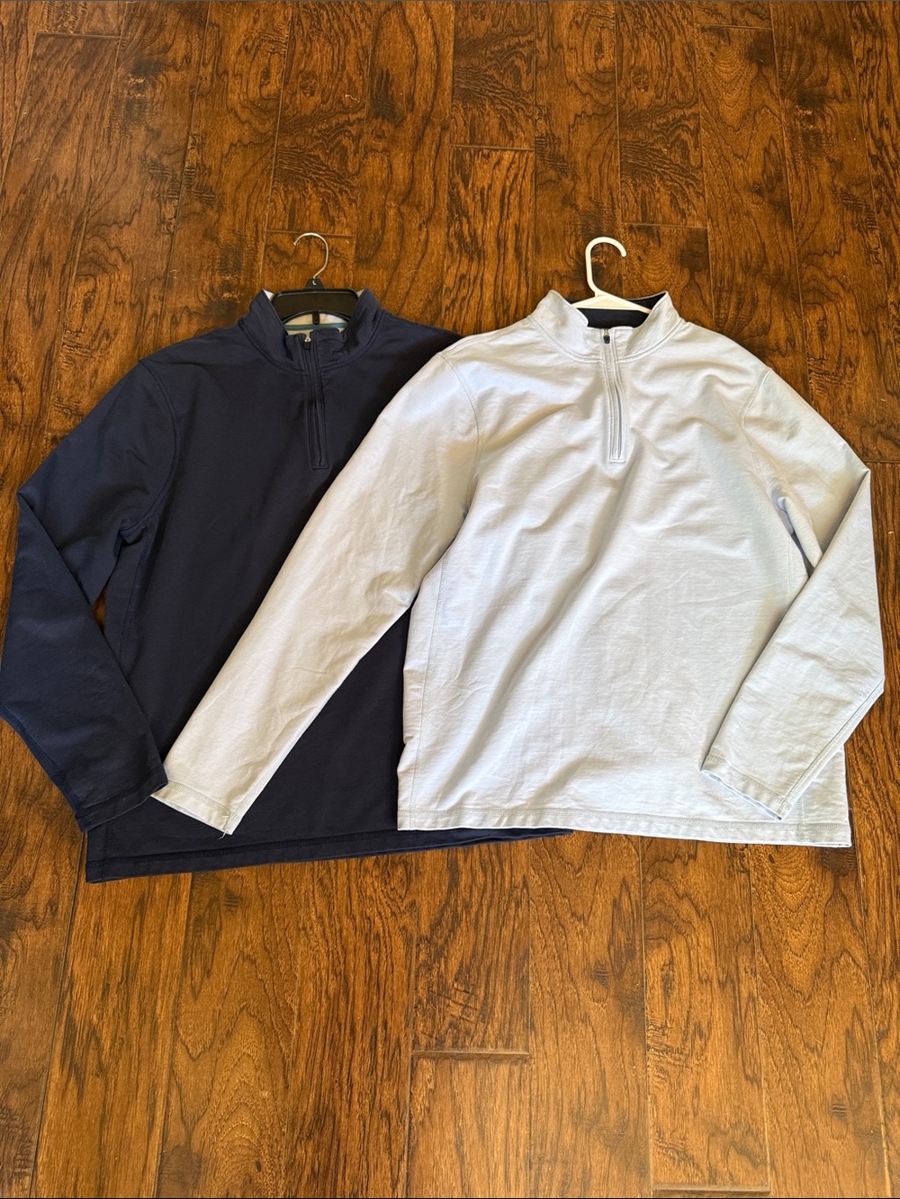 TWO! J Crew Performance Quarter-Zip Pullovers - Navy & Light Blue, size large